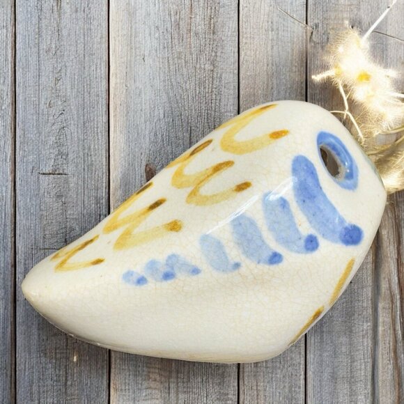 Vintage Hand Made Folk Art Stoneware Pottery Little Bird Figurine Artist Marked - Picture 1 of 11